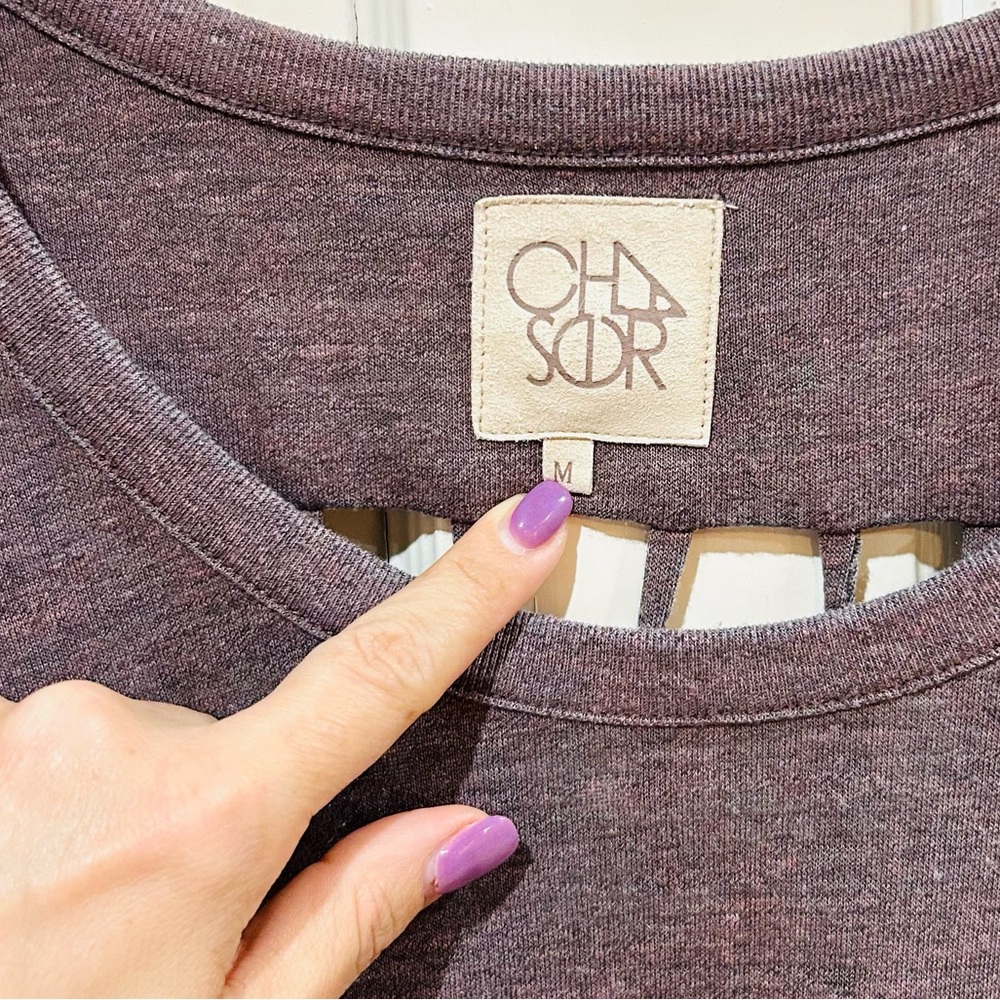 Chaser x Revolve Open Back Knit Top Taupe Cotton Blend Size M - Picture 5 of 7